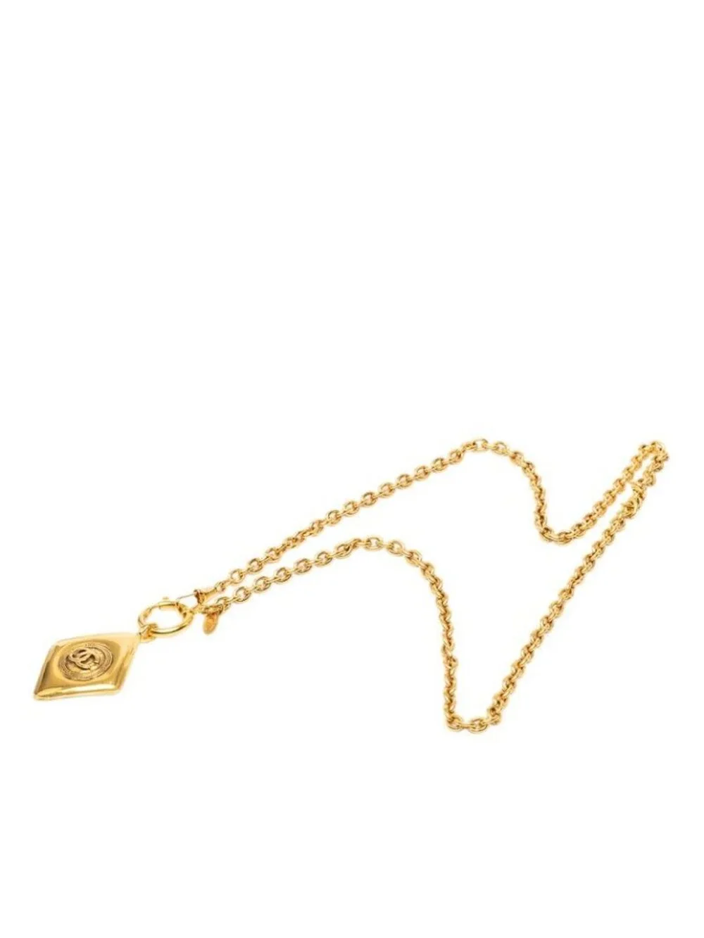 Chanel CC Logo Diamond Rogue Chain Pendant Gold Plated